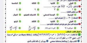 نماذج استرشاديه للرياضيات بالإجابات لطلاب الشهادة الإعدادية - أرض المملكة