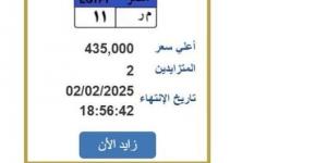 سعرها وصل لـ 435 ألف جنيه.. «م ر 11» لوحة سيارة مميزة ينتهي التزايد عليها غدا - أرض المملكة