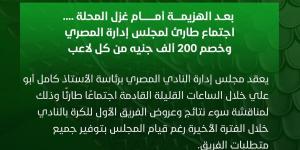 اجتماع طارئ لمجلس إدارة المصري وخصم 200 ألف جنيه من كل لاعب بعد الخسارة أمام غزل المحلة - أرض المملكة