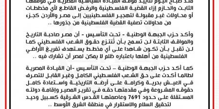 حزب الجبهة الوطنية: التوافد الشعبي على معبر رفح تأكيد وقوف المصريين صفا واحدا خلف القيادة السياسية المصرية - أرض المملكة