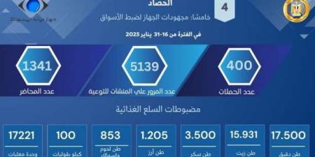 «حماية المستهلك»: تحرير 1341 محضرا ضد المخالفين بالأسواق خلال يناير 2025 - أرض المملكة