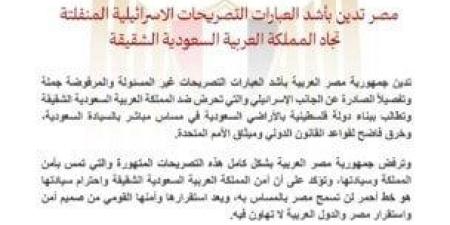 بعد تصريحات إسرائيل عن دولة فلسطينية على أرض المملكة.. مصر: المساس بأمن السعودية «خط أحمر» - أرض المملكة