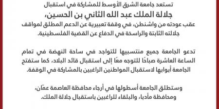 جامعة الشرق الأوسط تشارك في استقبال جلالة الملك وتفتح أبوابها لاستقبال المواطنين - أرض المملكة