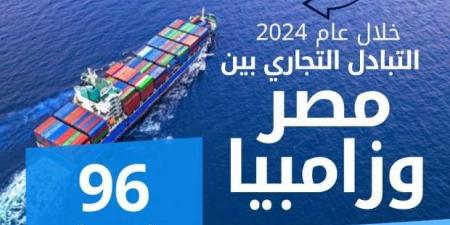 «الإحصاء»: 96 مليون دولار حجم التبادل التجاري بين مصر زامبيا خلال 2024 - أرض المملكة