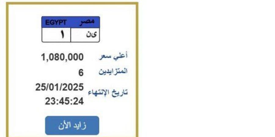 سعرها تخطى المليون جنيه.. التزايد على لوحة سيارة مميزة «اعرف الخطوات» - أرض المملكة