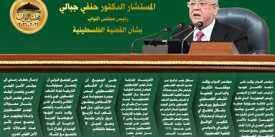 قضية شعب ينضال.. أهم تصريحات رئيس مجلس النواب بشأن القضية الفلسطينية ورفض التهجير.. انفو - أرض المملكة