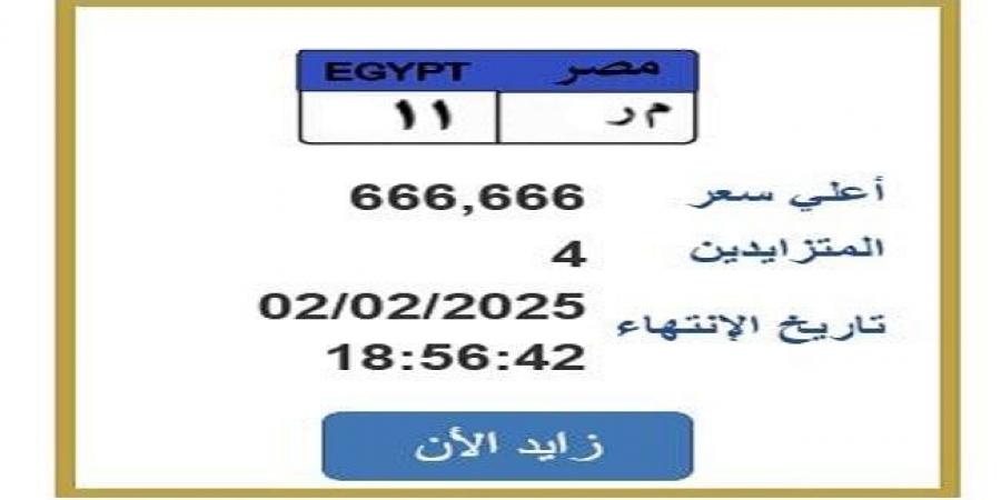 التزايد ينتهي بعد ساعات.. طرح لوحة سيارة مميزة برقم «م ر 11» - أرض المملكة