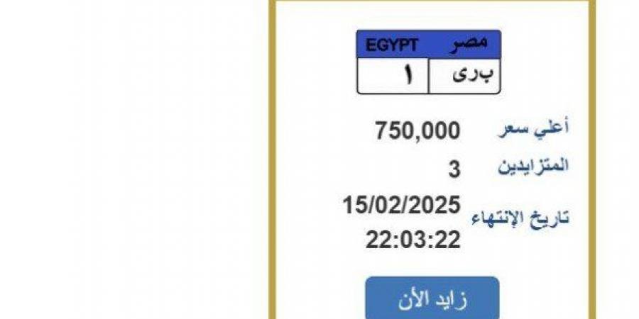 سعرها 750 ألف جنيه.. «المرور» تطرح التزايد على لوحة سيارة مميزة - أرض المملكة