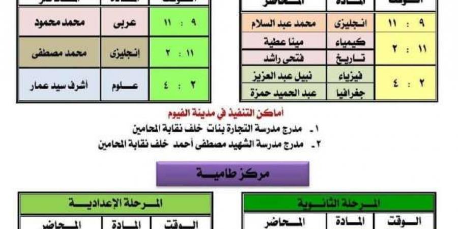 جدول القوافل التعليمية بمحافظتي الأقصر والفيوم.. الثانوية العامة والإعدادية - أرض المملكة