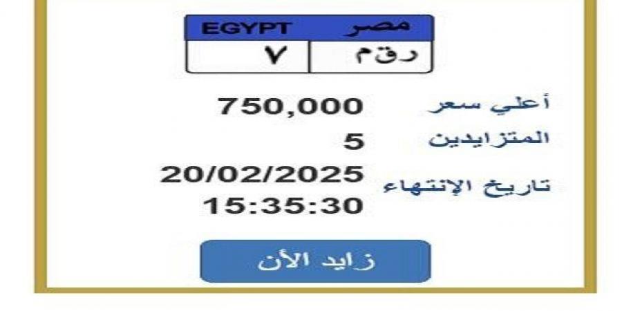 سعرها 750 ألف جنيه.. المزايدة على لوحة سيارة مميزة ينتهي خلال ساعات - أرض المملكة