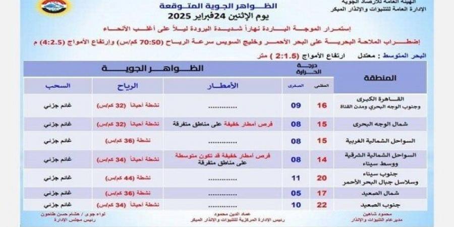 ذروة الموجة الباردة.. «الأرصاد» تكشف عن طقس الساعات المقبلة - أرض المملكة