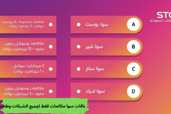 باقات سوا مكالمات فقط لجميع الشبكات